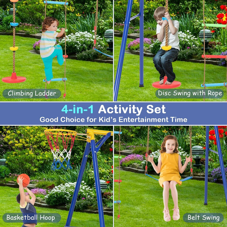 300KG Heavy-Duty Kids Metal Swing Set