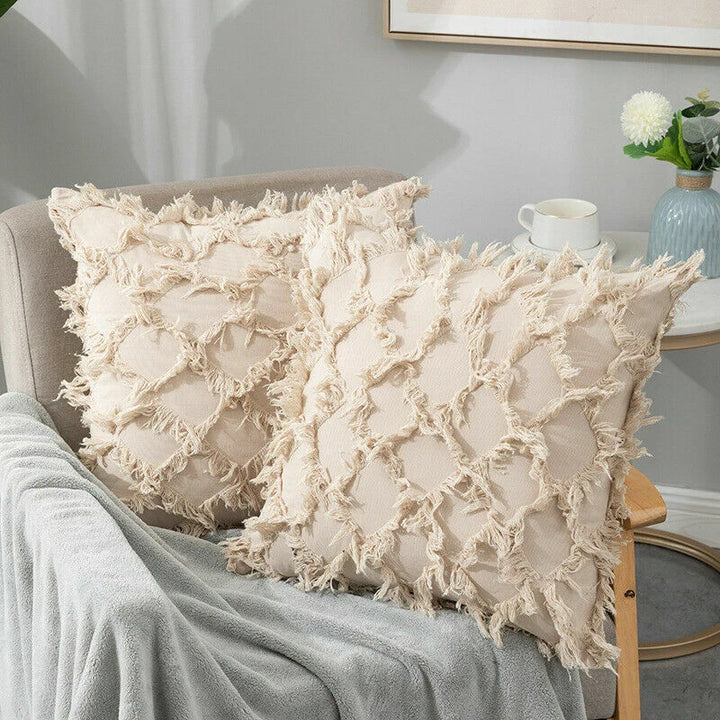Boho Water Resistant Cushion Cover Tassels