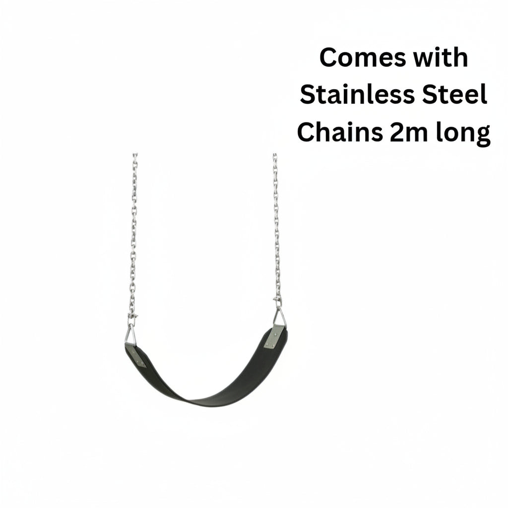 Swing with stainless steel chains 2m long on a white background