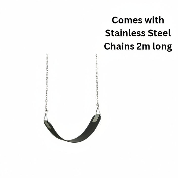 Swing with stainless steel chains 2m long on a white background