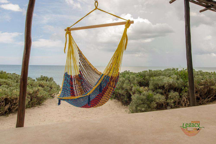 Thick Cotton Mexican Hammock Chair (Confeti)