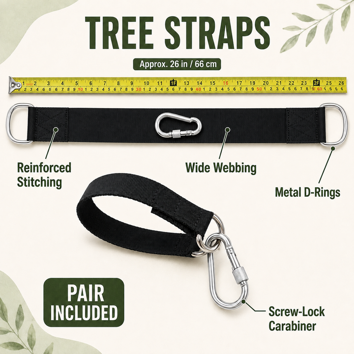 Tree Swing Straps Kit – Hanging Solution for Hammocks &amp; Swings (26cm)
