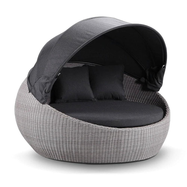 Stockton Outdoor Round Wicker Daybed with Canopy