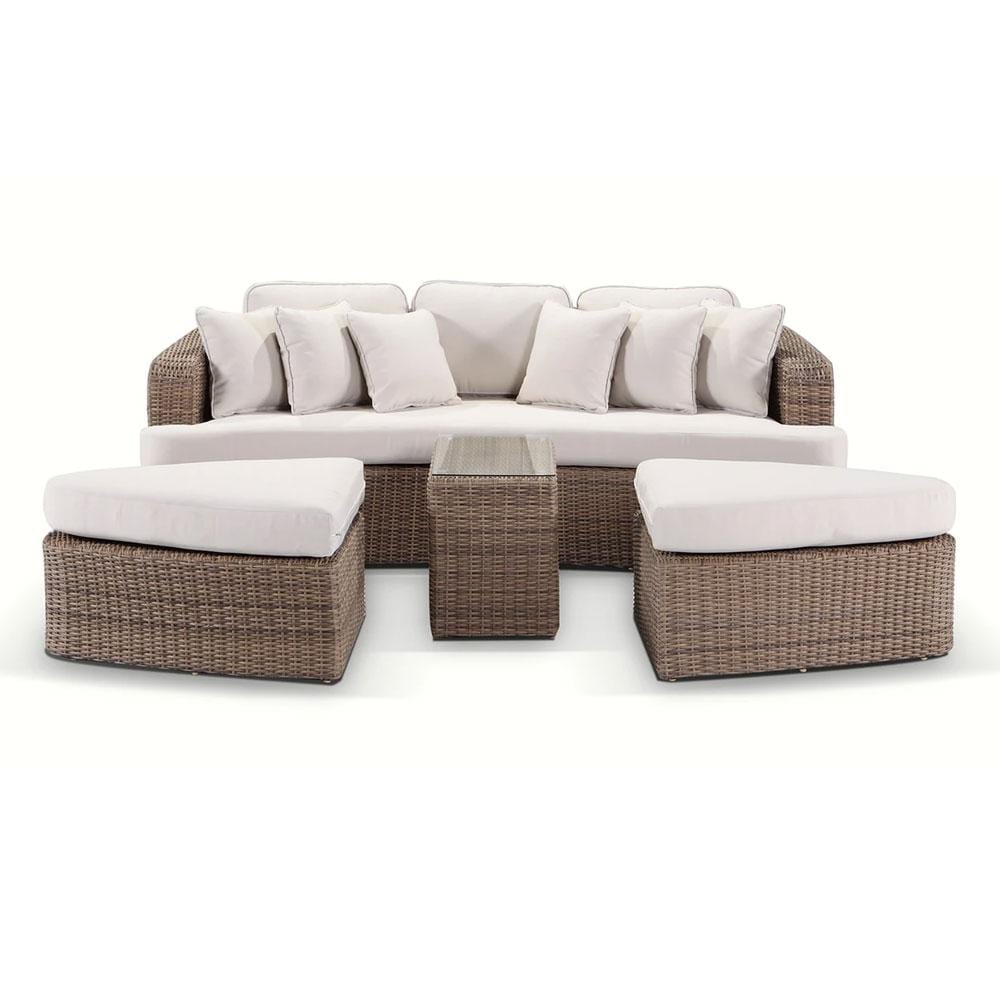 Anna Bay Modular Outdoor Daybed – 4 Piece Wicker Set