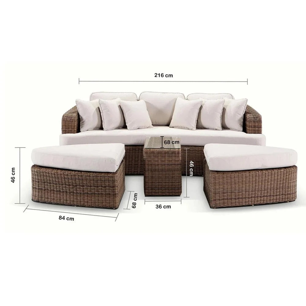 Anna Bay Modular Outdoor Daybed – 4 Piece Wicker Set
