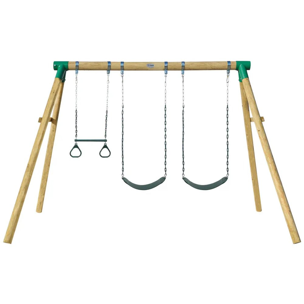 Tall Timber Swing Set with Two Belt Swings and Trapeze