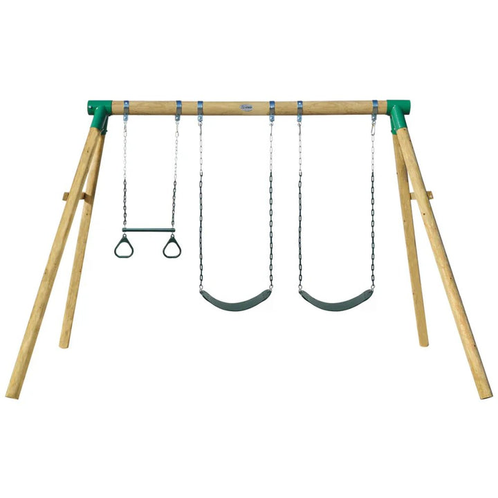 Tall Timber Swing Set with Two Belt Swings and Trapeze