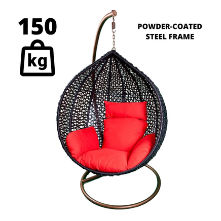 hanging-swing-egg-chair-rattan-outdoor-black-basket-and-red-cushion-150-kgs