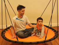 150cm Orange Mat Nest Swing with Swing Set Stand actual usage - siesta hammocks