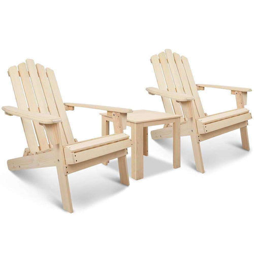 3 PC Natural Set Chairs & Side Table