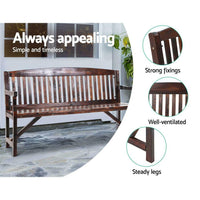 3 Seater Wooden Garden Bench Natural Outdoor Chair Furniture-Siesta Hammocks