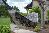 Pearl Midnight Double Size Brazilian Hammock with Fringe_ side view