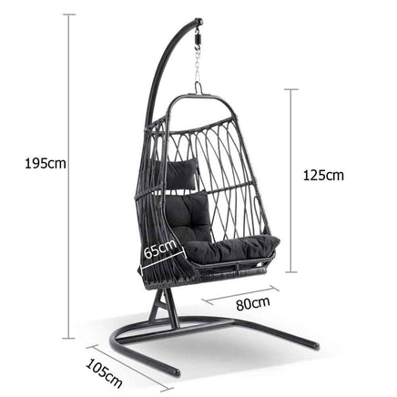 Arlo Hanging Egg Chair With Stand In Black-Metro SYD/CANB/MELB/BRIS AND G'COAST Only - $99.00-Siesta Hammocks