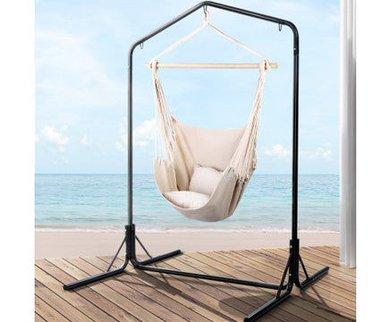 beige-hanging-hammock-chair-with-double-hammock-chair-stand-outdoor