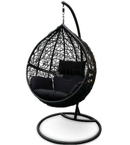 Black Wicker w/ Black Cushions Egg Chair-Metro SYD/CANB/MELB/BRIS/G'COAST ONLY - $99.00-Siesta Hammocks