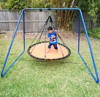 150cm Orange Mat Nest Swing with Swing Set Stand child using the swing set