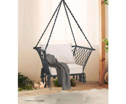 Camping Hammock Chair Patio Swing Hammocks Portable Cotton Rope Grey-Siesta Hammocks