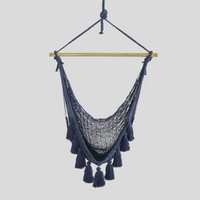 Deluxe Thick Cotton Mexican Hammock Chair in Blue - front view
