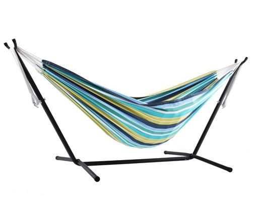 double cotton hammock with stand in cayo reef color
