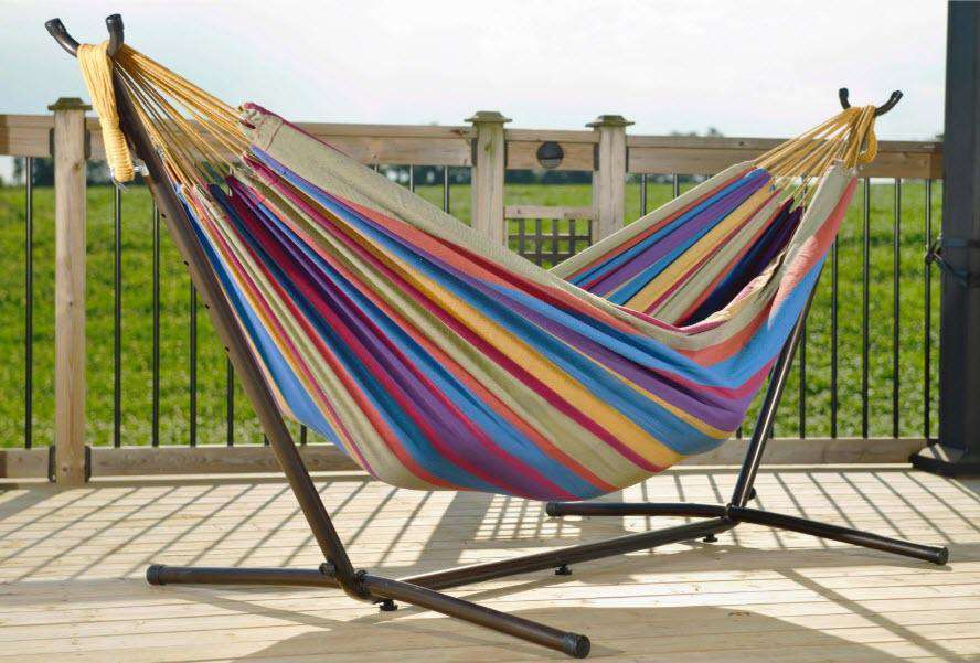 double cotton hammock with stand tropical