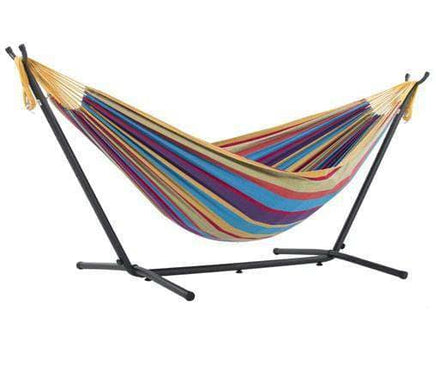 Double Cotton Hammock with Stand (Tropical)-Not Applicable-Siesta Hammocks