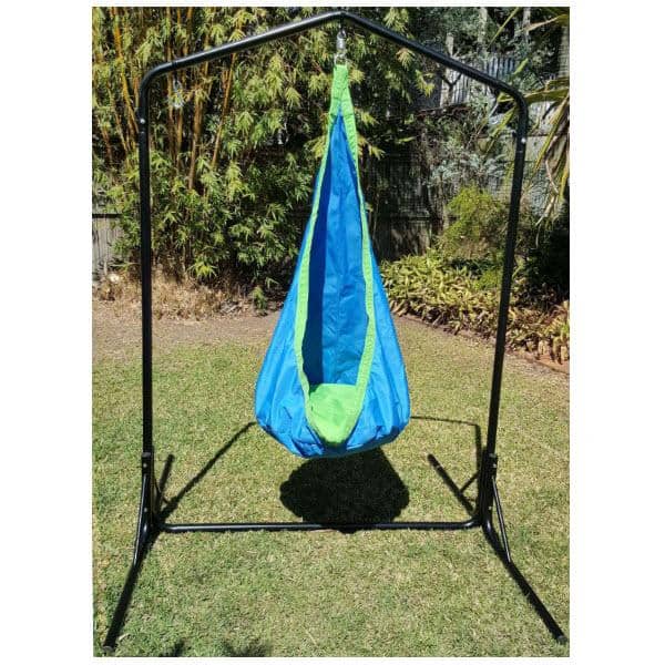 double-hammock-chair-stand-with-blue-indoor-sensory-swing