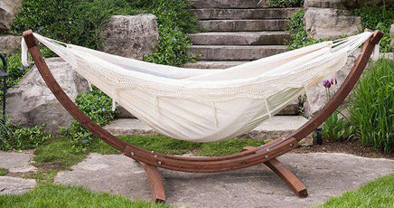 Double Size Hammock with Wooden Frame (Natural with Fringe)-Not Applicable-Siesta Hammocks