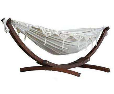 Double Size Hammock with Wooden Frame (Natural with Fringe)-Not Applicable-Siesta Hammocks