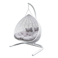 Duke Double Hanging Egg Chair In White With Stand-Metro SYD/CANB/MELB/BRIS AND G'COAST Only - $99.00-Siesta Hammocks