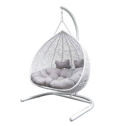 Duke Double Hanging Egg Chair In White With Stand-Metro SYD/CANB/MELB/BRIS AND G'COAST Only - $99.00-Siesta Hammocks