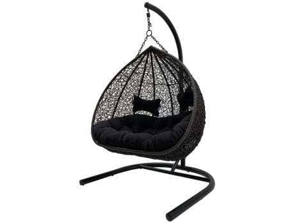 Duke Double Hanging Egg Chair-Metro SYD/CANB/MELB/BRIS/G'COAST ONLY - $99.00-Black Cushion-Siesta Hammocks