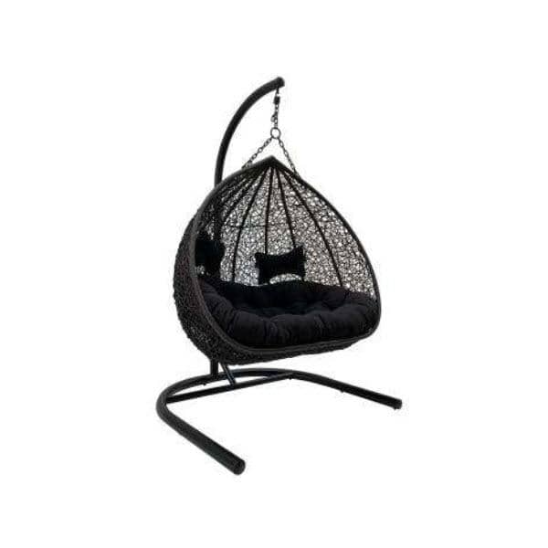 duke double hanging egg chair in black stand