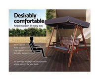 Garden Wooden Swing Chair Canopy 3 Seater Outdoor Furniture-Siesta Hammocks