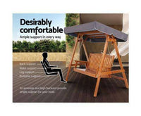 Garden Wooden Swing Chair Garden Bench Canopy 3 Seater Outdoor Furniture-Siesta Hammocks
