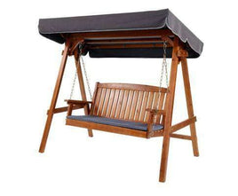 Garden Wooden Swing Chair Garden Bench Canopy 3 Seater Outdoor Furniture-Siesta Hammocks