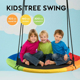 Giant Tree Swing 100cm Outdoor Hammock Chair Kids Children Yard Play Equipment with Tree Straps-Blue-Siesta Hammocks