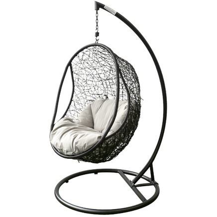 Hanging Egg Chair | Pod Chair Outdoor Wicker Patio Garden Backyard in Black-Metro SYD/CANB/MELB/BRIS AND G'COAST Only - $99.00-Siesta Hammocks