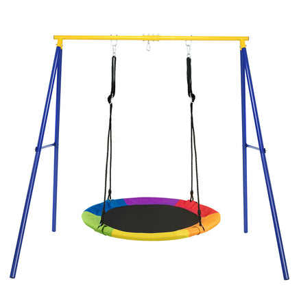 heavy-duty-a-frame-steel-swing-stand-all-steel-metal-swing-frame-wground-stakes-with-100cm-rainbownest-swing