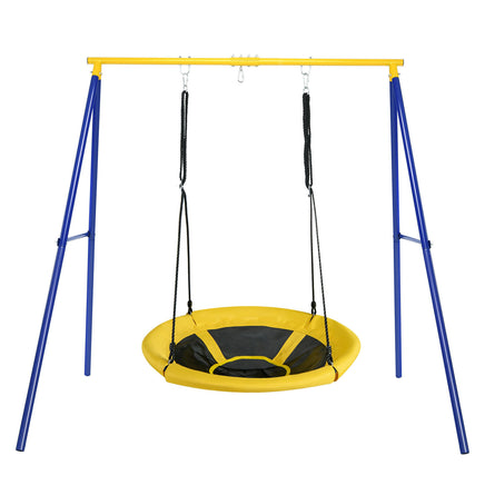heavy-duty-a-frame-steel-swing-stand-all-steel-metal-swing-frame-wground-stakes-with-100cm-yellow-nest-swing
