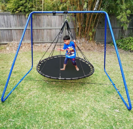 150cm Black Mat Nest Swing with Swing Set Stand with a child