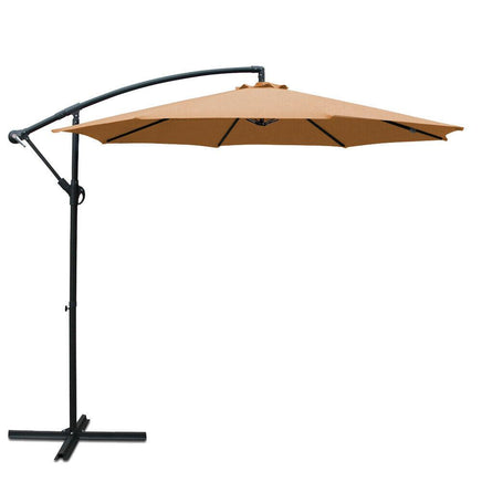 Instahut 3M Cantilevered Outdoor Umbrella - Beige-Siesta Hammocks