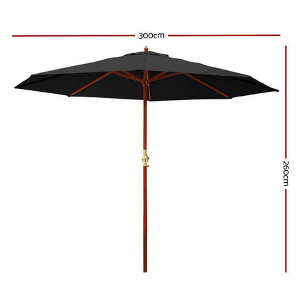 Instahut 3M Outdoor Umbrella Cantilever Black Stand-Siesta Hammocks