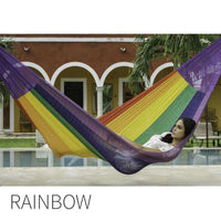 Mexican King Outdoor Cotton Hammock-Rainbow-None-Siesta Hammocks