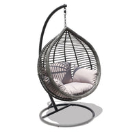 Oceana Outdoor Hanging Egg Chair In Slate Grey With Stand-Metro SYD/CANB/MELB/BRIS/G'COAST ONLY - $99.00-Siesta Hammocks