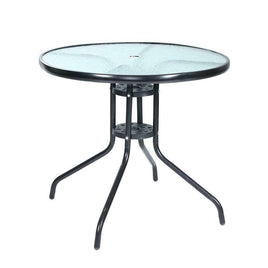Outdoor Dining Table Bar Setting Steel Glass 70cm-Siesta Hammocks