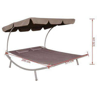 Outdoor Double Lounge Bed With Canopy & 2 Pillows - Brown-Siesta Hammocks