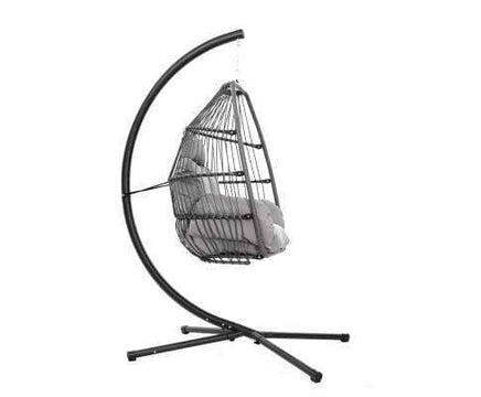 Outdoor Furniture Egg Hammock Hanging Swing Chair Stand Pod Wicker Grey-VIC $55.00-Siesta Hammocks