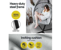Outdoor Furniture Egg Hammock Hanging Swing Chair Stand Pod Wicker Grey-VIC $55.00-Siesta Hammocks