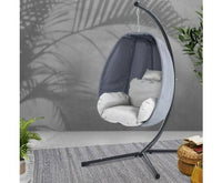 Outdoor Furniture Egg Hammock Porch Hanging Pod Swing Chair with Stand - Grey-VIC $57.20-Siesta Hammocks