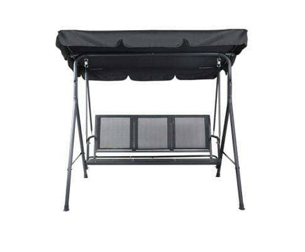 Outdoor Furniture Hanging Swing Chair in Black Canopy Garden Bench Seat-Siesta Hammocks